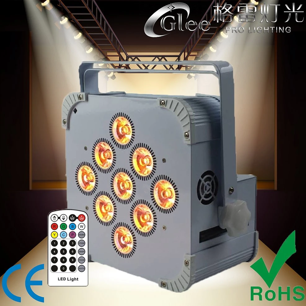 9*18W RGBWA+UV 6in1 Hex LED Battery Powered Wireless Remote Control Lighting