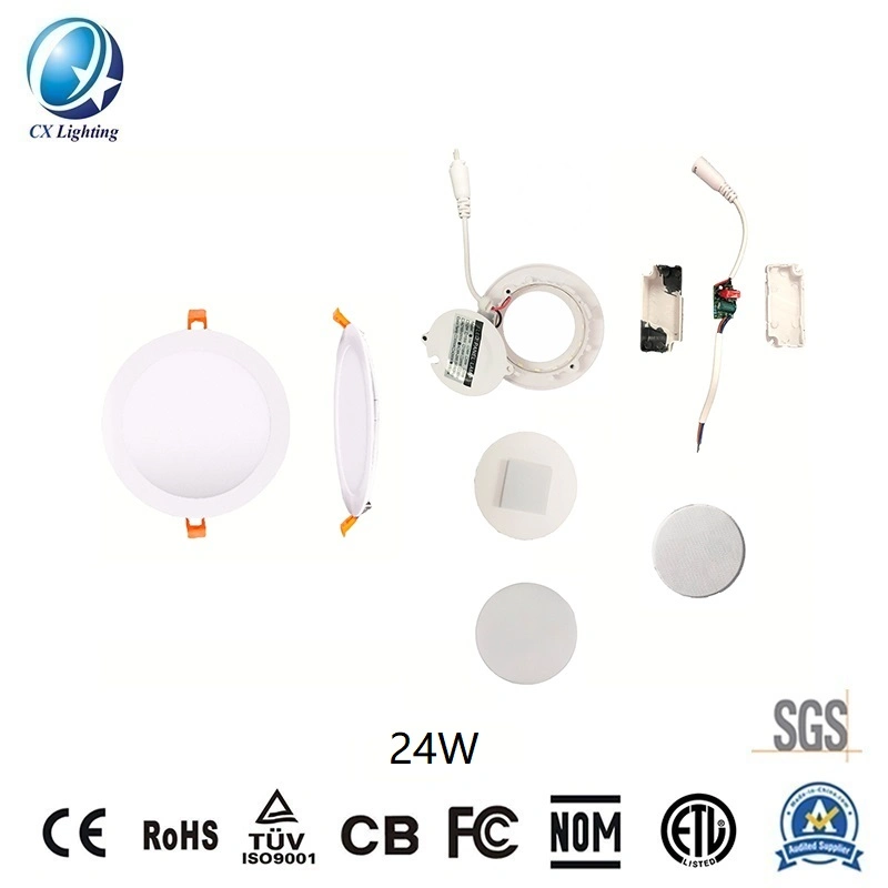 High Quality Aluminum Recessed LED Round Recessed Panel Light 24W 1680lm 300mm Indoor Light CE RoHS