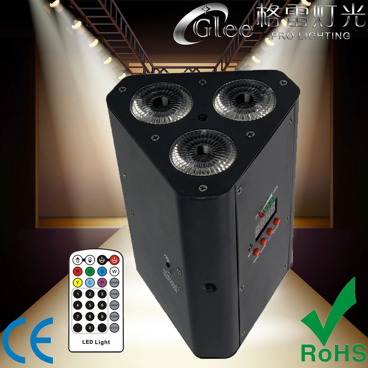 RGBWA+UV 6in1 3 LED Battery Powered Wireless Remote Control Lighting